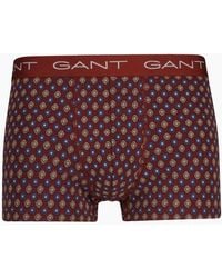 GANT - 3-Pack Geometric Print Boxer Trunks, Burgundy - Lyst