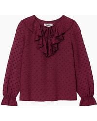 Ro&zo - Burgundy Dobby Ruffle Front Blouse - Lyst
