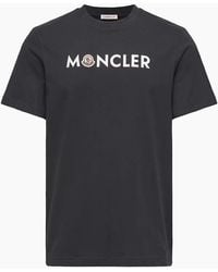 Moncler - Text Cotton Logo T-Shirt - Lyst