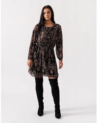 Maison Scotch - Printed Sheer Lace Up Oversized Dress - Lyst
