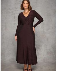 Live Unlimited London - Bronze Sparkle Ruched Jersey Maxi Dress - Lyst
