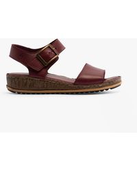 Hush Puppies - Ellie Leather Wedge Sandals Bordeaux - Lyst