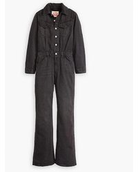 Levi's - Levi's Collared Neck Long Sleeve Solid Patterned Jumpsuit - Lyst