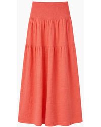 Ro&zo - Coral Cheesecloth Shirred Waistband Skirt - Lyst