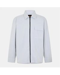 BOSS - Solid Patterned Overshirt With Chest Pocket - Lyst