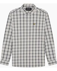 Lyle & Scott - Lyle & Scott Washed Check Poplin Gunmetal Long Sleeve Shirt - Lyst