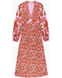 Ro&zo - Lilac And Coral Poppy-Print Midi Dress - Lyst