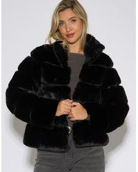 Gini London - Panelled Funnel Neck Faux Fur Jacket - Lyst