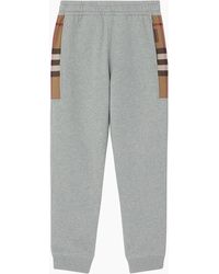 Burberry - Check Panel Jogging Pants - Lyst