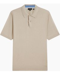 Ted Baker - Nickk Knitted Taupe Polo Shirt - Lyst