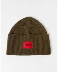 BOSS - Hugo Xaff 6 Knitted Beanie Hat With Ribbing And Logo Label - Lyst