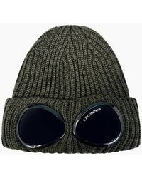 C.P. Company - Extra Fine Merino Wool Goggle Beanie Khaki - Lyst