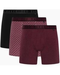 Ted Baker - 3-Pack Geo Print Boxer Briefs, /Claret - Lyst