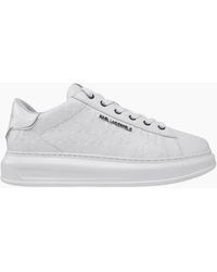 KARL LAGERFELD - Monogram Embossed Metal Logo Leather Sneaker - Lyst