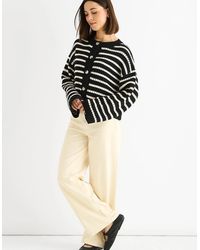 Gini London - Stripe Cable Knit Crop Cardigan - Lyst
