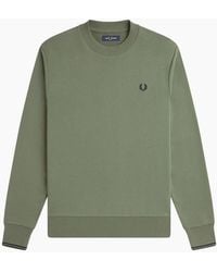 Fred Perry - Crew Neck Sweatshirt Embroidered Logo Pullover Cotton - Lyst