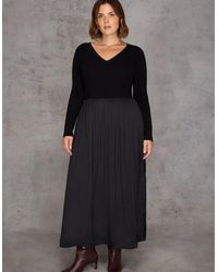 Live Unlimited London - Knit Bodice Pleated Skirt Dress - Lyst