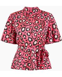 Mela London - London City Animal Print High Neck Blouse - Lyst
