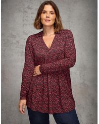 Live Unlimited London - Ditsy Floral Print Jersey Polo Collar Tunic - Lyst