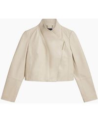 Ted Baker - Riyoze Leather Cropped Ivory Wrap Jacket - Lyst