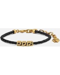 Versace - Medusa Leather + Metal Bracelet - Lyst