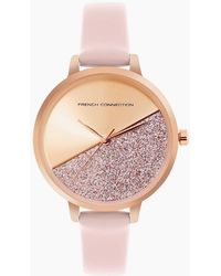 French Connection - Connection Rose Case Round Shape Strap Quartz Watch - Lyst