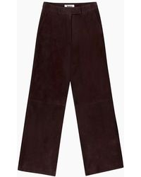 Ro&zo - Chocolate Suede Wide Leg Trousers - Lyst