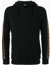 Fendi - Felpa Logo-Trim Hooded Sweatshirt - Lyst