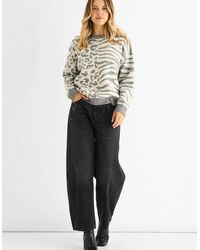 Gini London - Contrast Zebra Animal Knit Jumper - Lyst