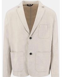 Fynch-Hatton - Cotton Linen Blend Twotone Structured Blazer Stone - Lyst