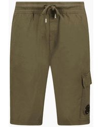 C.P. Company - Light Fleece Lens Pocket Khaki Cargo Shorts - Lyst