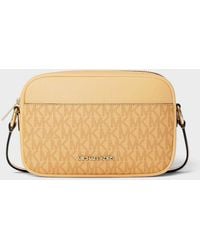 Michael Kors - Jet Set Small Signature Logo Camera Crossbody Bag Honey Wheat - Lyst
