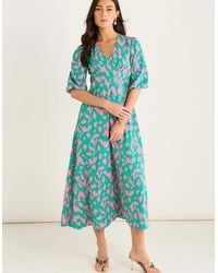 Gini London - Animal Print V Neck Shift Midi Dress - Lyst
