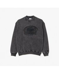 Lacoste - Embroidered Crew Neck Drop Shoulder Sweatshirt - Lyst