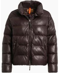 Parajumpers - Pia Leather Obsidian Dark Padded Leather Jacket - Lyst