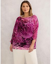 Live Unlimited London - Animal Chiffon Print Blouse - Lyst