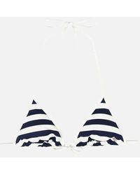 Tommy Hilfiger - Nautical Stripe Ribbed Triangle Bikini Top, /Ivory - Lyst