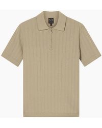 ARMANI EXCHANGE - Regular Fit Textured Knitted Zip Polo Shirt - Lyst
