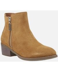 Hush Puppies - Ingrid Suede Tan Heeled Ankle Boots - Lyst