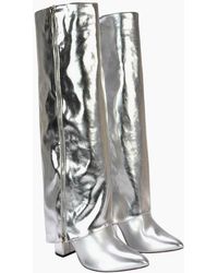XY London - Ladies Allie Fold Over Metallic Pointed Side Zip Knee-High Boots - Lyst