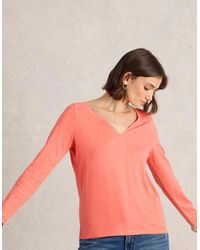 White Stuff - Nelly Nep Long Sleeve Tee Mid Coral - Lyst