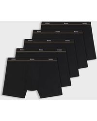 BOSS - Boss Five-Pack Of Logo-Waistband Stretch-Cotton Boxer Briefs - Lyst