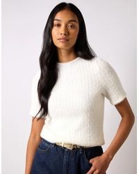 Ro&zo - Ivory Fluffy Rib Top - Lyst