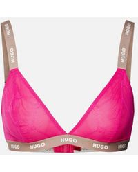 BOSS - Sporty Logo Lace Triangle Bra, Bright - Lyst
