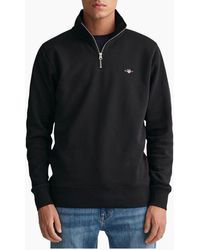 GANT - Sweatshirt Embroidered Shield Half Zip Pullover Winter Jumper - Lyst