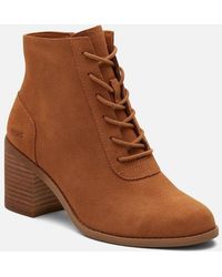 TOMS - Evelyn Leather Tan Heeled Ankle Boots - Lyst