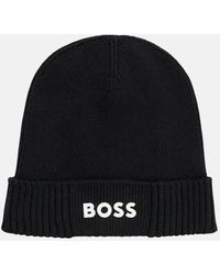 BOSS - Boss Asic-X Cotton Wool Beanie Dark - Lyst