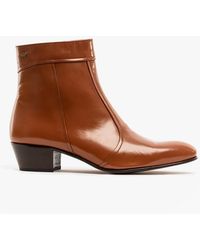 Club Cubano - Emmanuel Smooth Leather Cuban Heel Boots Cognac - Lyst
