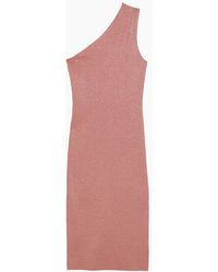 Ted Baker - Kaleyy One Shoulder Lurex Knit Midi Pale Dress - Lyst