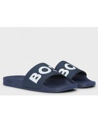 BOSS - Boss Aryeh Italian-Made Slides With Large Logo Detail Nos - Lyst
